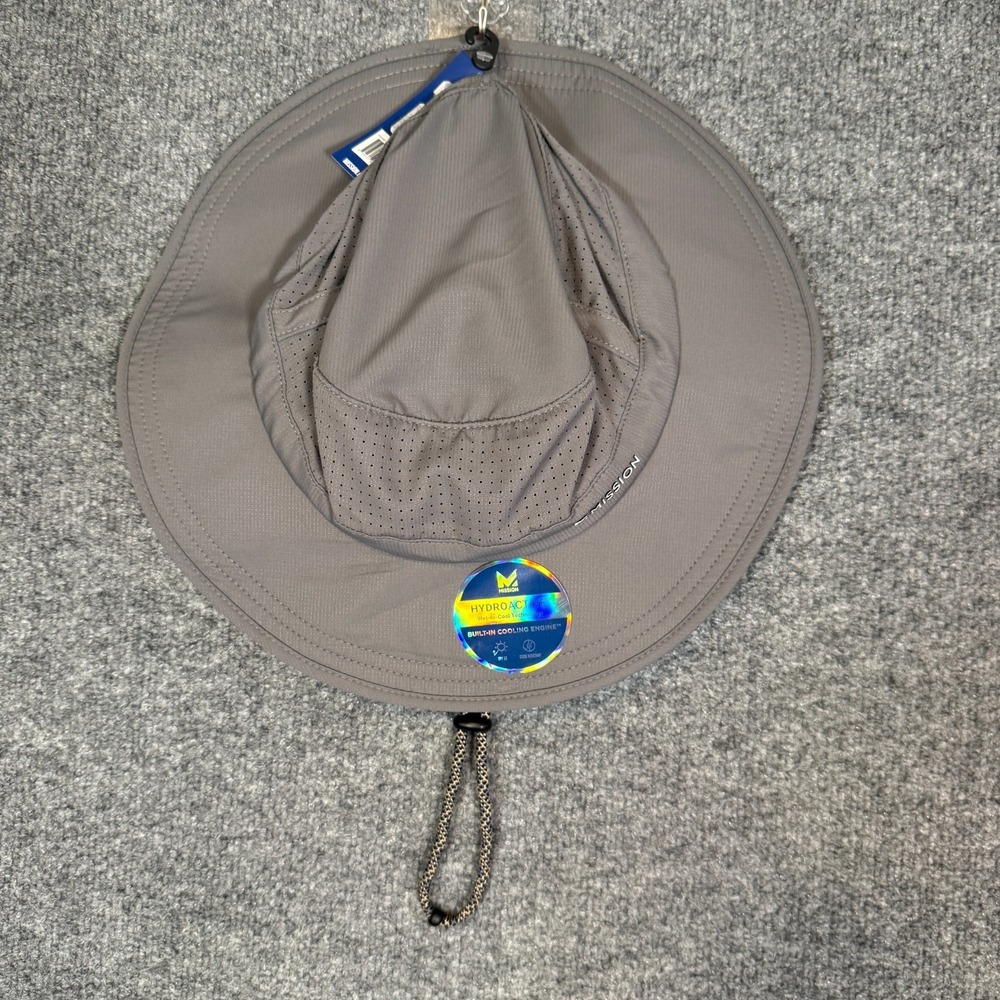Mission Hydro Active Hat Gray Packable Wet To Cool Explorer‎ Sun Cap Adult O/S